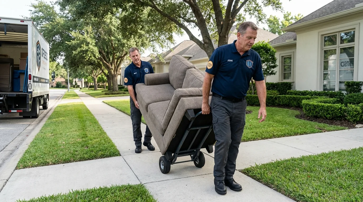 Local residential moving crew loading furniture in Howard City, MI